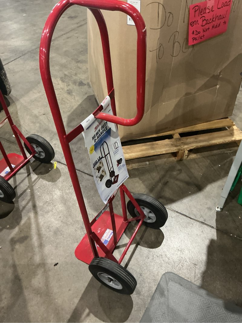 Condition photo showing As Is for milwaukee 800-lb capacity 2 -wheel red steel heavy duty hand truck