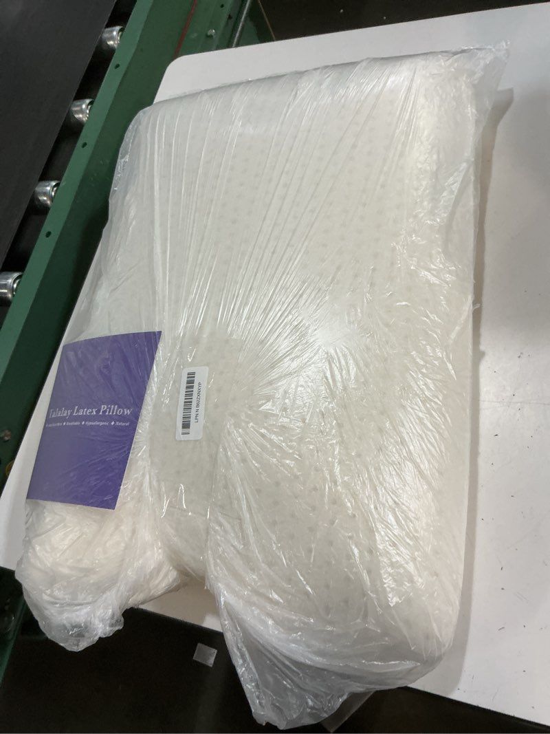 Condition photo showing As Is for 100% natural talalay latex pillow, luxury standard size medium support sleeping bed pillow for side, back, and stomach sleepers, extra soft latex foam pillow, removable breathable cotton cover standard - medium