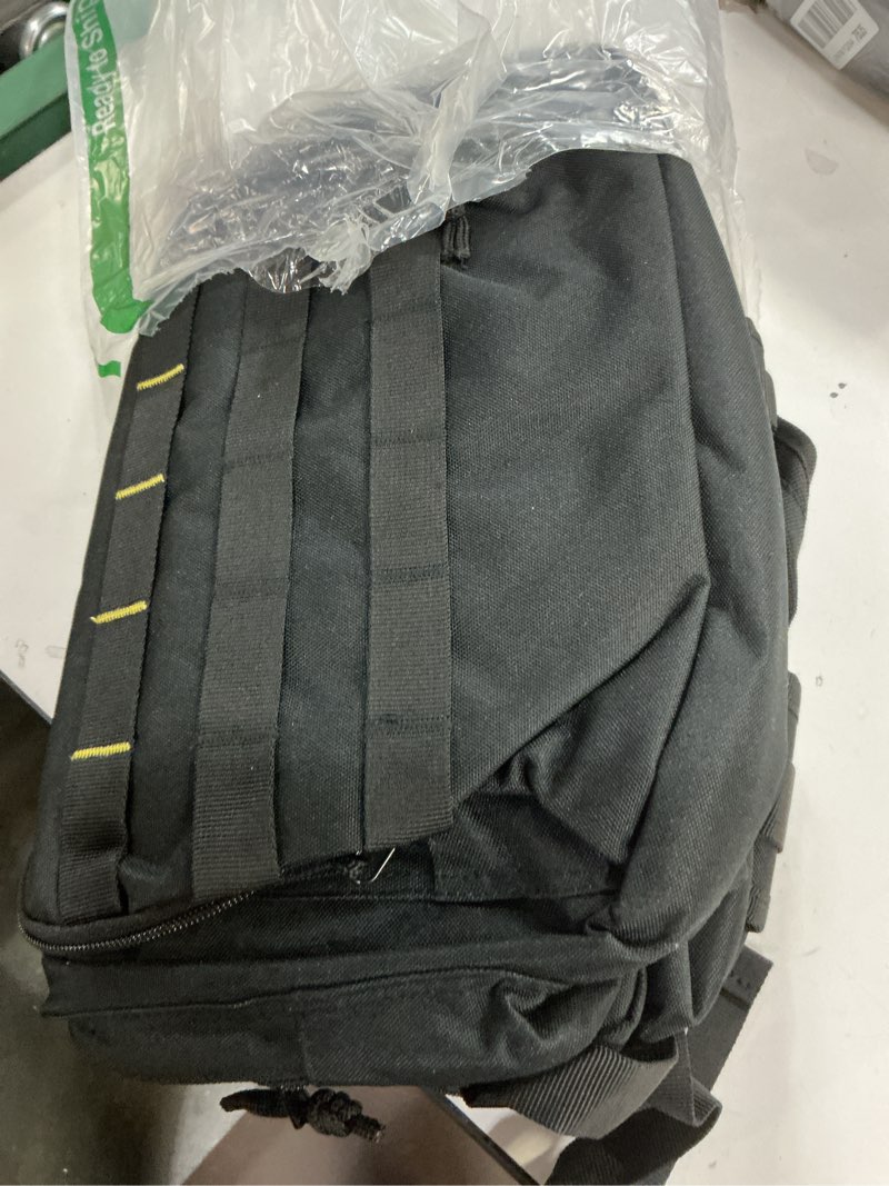 Condition photo showing Good Condition for Tool Bag Backpack for Men with 3 Tool Pouches, Heavy-Duty Tool Storage Organizer Bag with Padded Shoulder & Waist Support, Tactical Work Tool Bag for Electrician, Repairman, HVAC Techs, Black