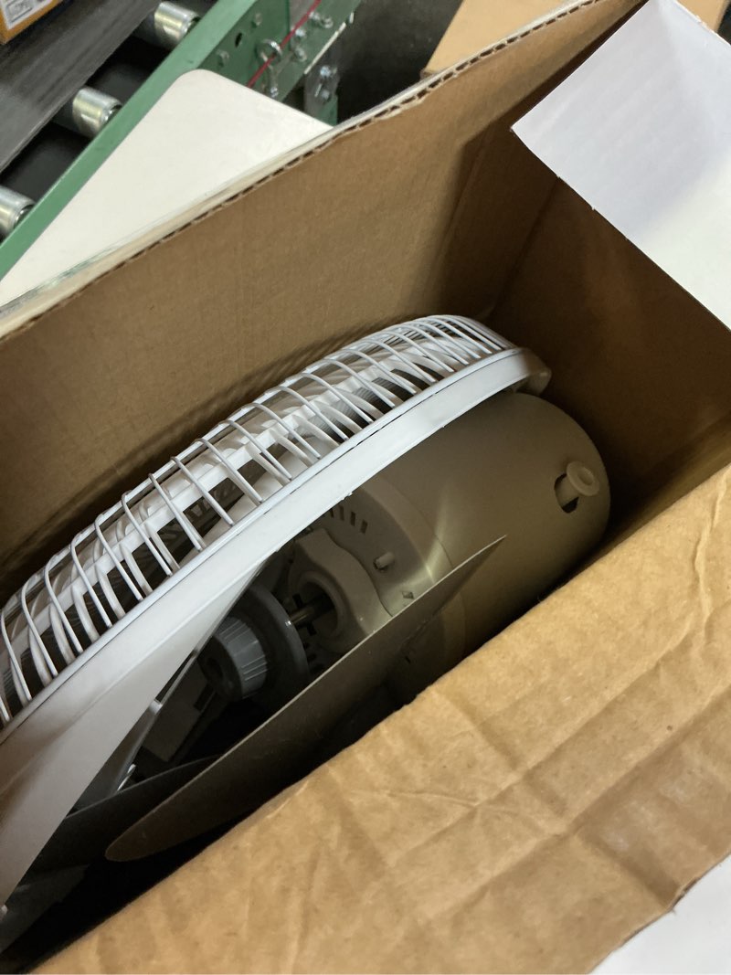 Condition photo showing Good Condition for Comfort Zone Oscillating Table Fan with Adjustable Tilt, Convenient Push Button Controls, Quiet, 12 inch, 3 Speed, Desk Fan, Airflow 7.25 ft/sec, Ideal for Home, Bedroom, Dorm & Office, CZ121WT White