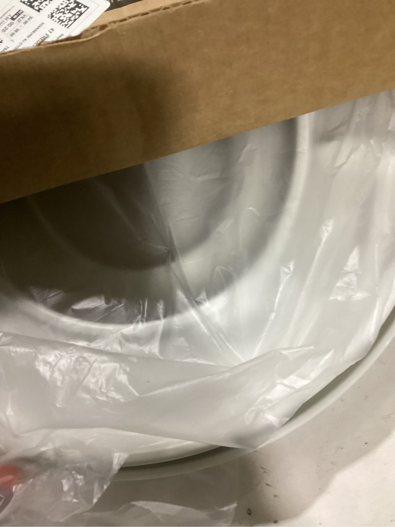 Condition photo showing Good Condition for mayfair little2big? round plastic toilet seat in white with sta-tite? seat fastening system? and whisper•close? hinge