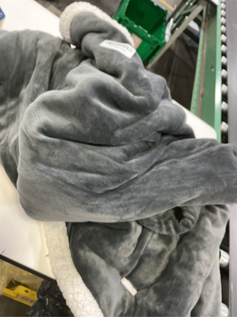 Condition photo showing As Is for electric heated blanket full size 72"x84", soft flannel with overheat protection, 9 adjustable heat settings & 10-hour auto-off timer, fast heating for winter comfort, dark gray 02-dark gray full 72"x84"