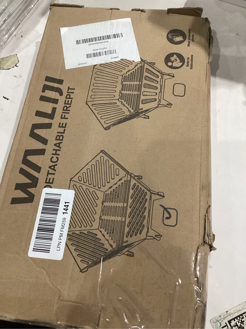 Condition photo showing Good Condition for 22.5 Inch Portable Hexagon Fire Pit with Travel Bag — Smokeless Patented Design Outdoor Wood Burning Fire Pit for Camping, Backyard, Patio, Bonfire, Picnic and BBQ, Diagonal Hollow Style 22.5"W x 11.8"H-Diagonal