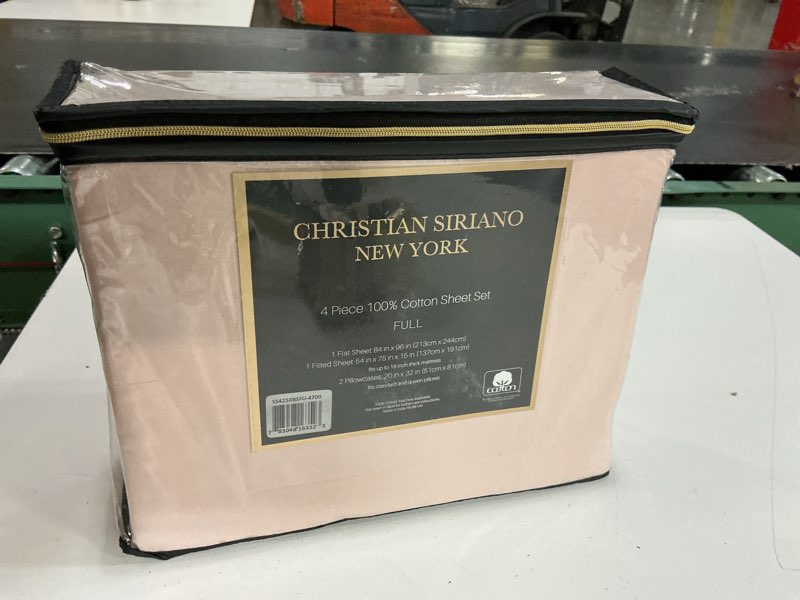 Condition photo showing New/Like New for christian siriano ny® 300tc cotton sateen blush full 4 piece sheet set full blush