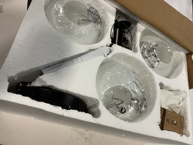 Condition photo showing Good Condition for KoKo&Yukina 3-Light Semi Flush Mount Ceiling Light with Opal Milk Glass Globe & Matte Black for Bedroom, Hallway, Entryway, Kitchen, Living Room (Bulb Included)