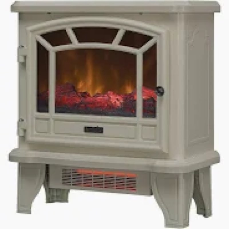 Duraflame Infrared Electric Stove Heater w/ FauxFlame Effect & Remote, Cream
