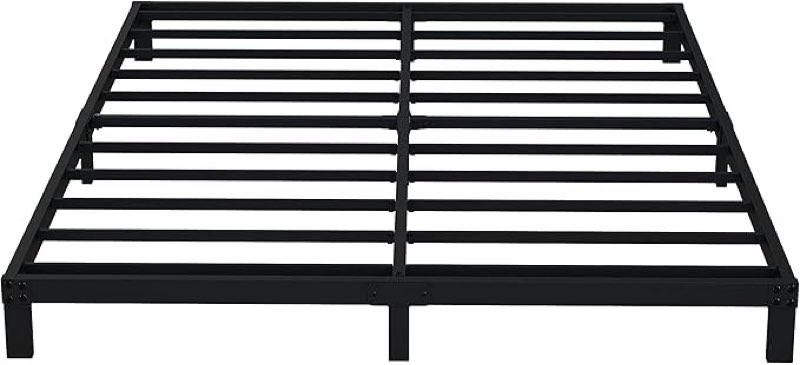 EMODA 6 Inch Full Size Bed Frame Heavy Duty Metal Platform No Box Spring Needed, Easy Assembly Noise Free, Black