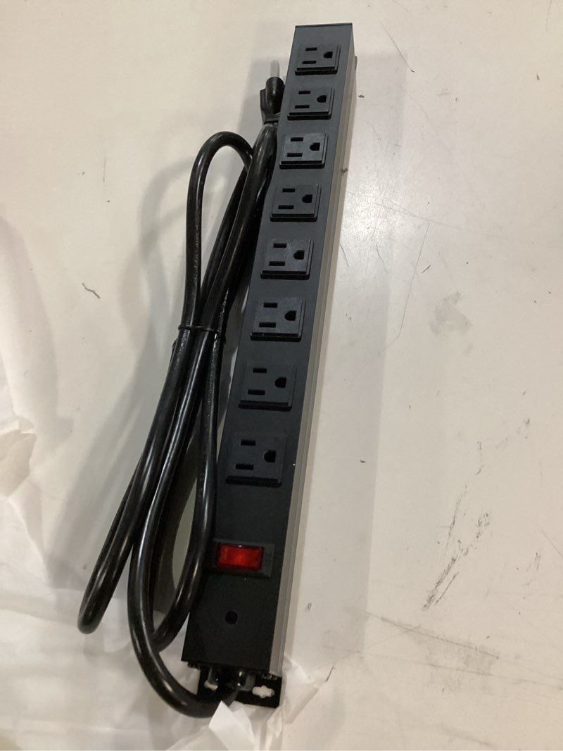 Condition photo showing Good Condition for metal 8 outlet mountable power strip, wall mount outlet heavy duty, wide spaced commercial shop power strip with switch, 15a 125v 1875w, 6 ft sjt 14awg power cord (12ft) 1 pack 12ft