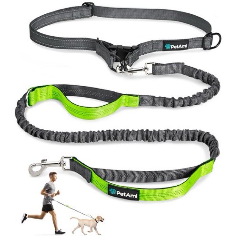Hands Free Large Dog Leash, 6-8 FT Bungee Leash with Waist Belt for Dog Up to 150 lbs, Running Walki