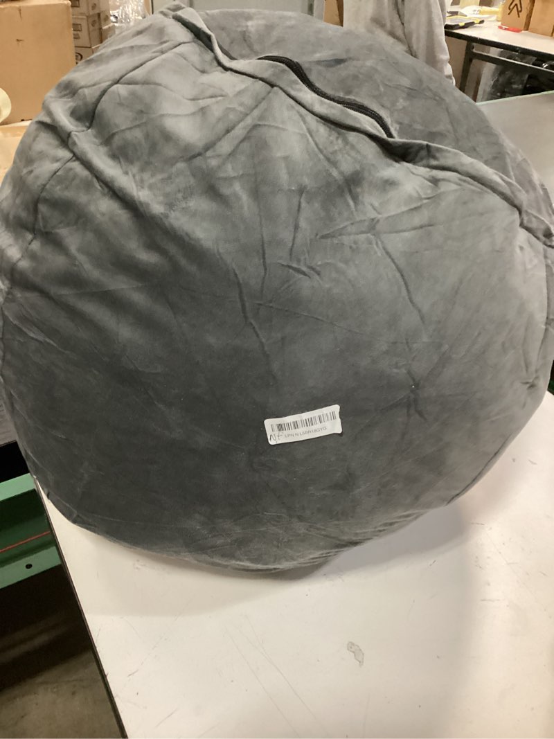Condition photo showing As Is for HABUTWAY 2FT Bean Bag Chair, 2' Beanbags Small Bean Bag Chairs with Filling, Teardrop Bean Bag Chair Luxurious Velvet Ultra Soft Fur with Removable Cover (Grey) 2 Foot Silver Grey