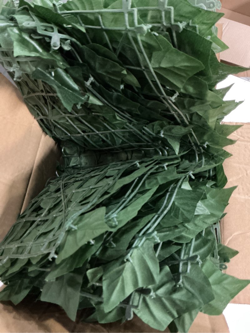Condition photo showing Good Condition for artificial ivy privacy fence,u'artlines heavy duty artificial hedges fence and faux ivy vine leaf decoration screen garden wall fence for outdoor garden decor 28”x28  (16pcs
