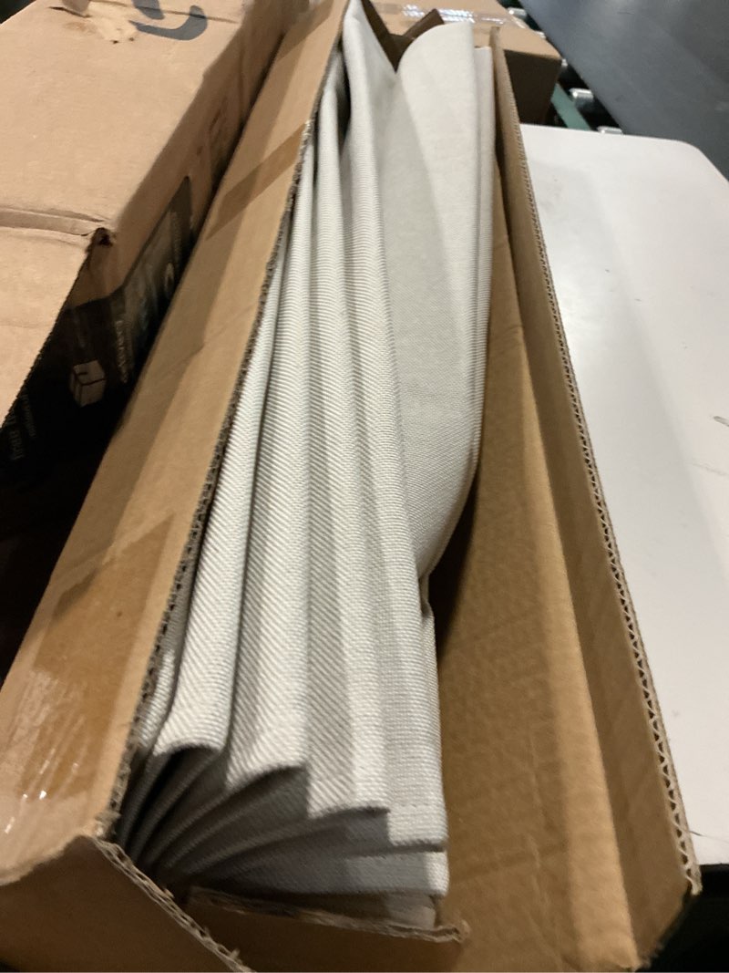 Condition photo showing Good Condition for no drill roman shades, blackout cordless roman shades for indoor windows, thermal insulated room darkening fabric blinds for bedroom & living room, 27" w x 64" h, off white off white 27"w x 64"h