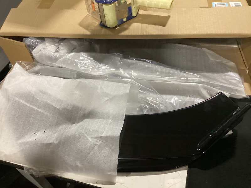 Condition photo showing New/Like New for goodfitment universal front lip for car,glossy black front bumper lip, abs adjustable sharp corner front bumper lip splitter protector replacement for most vehicle (glossy black w/black)