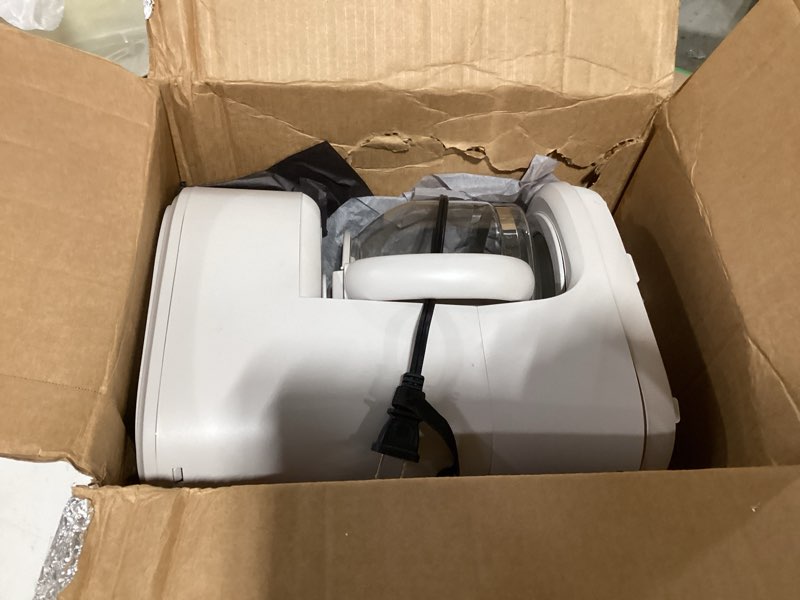 Condition photo showing As Is for bella 12 cup programmable coffee marker, reusable dishwasher safe accessories, easy lcd diaply, auto shutoff, 900 watt, oatmilk