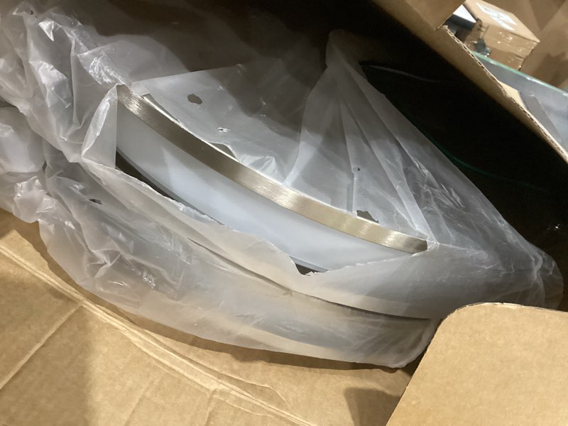 Condition photo showing As Is for 16in 50W LED Flush Mount Ceiling Lights 5600lm Super Bright, Dimmable LED Ceiling Light Fixtures 2700K-6500K 5CCT Adjusted, 2-Pack Modern Light Fixture Ceiling for Living Room Bedroom Kitchen , Nickle Brushed Nickle-5CCT-2 16 inch