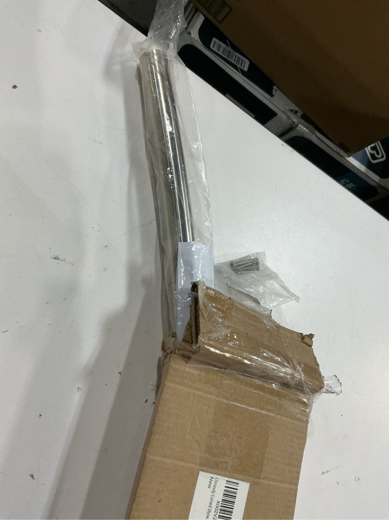 Condition photo showing Good Condition for Adjustable Curved Shower Rod, 42-72 inches Extra Wide Shower Curtain Rod, Rust proof, Premium Stainless Steel, Curved Shower Curtain Rod for Bathroom, Need to Drill, Silver Silver 42-72 inches