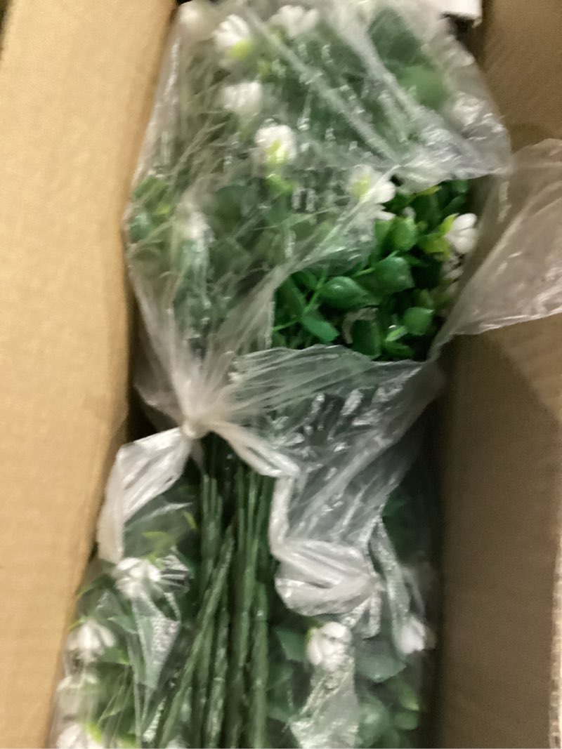Condition photo showing As Is for Artificial Flowers for Outdoors, Outdoor Faux Plants, 12 Bundles UV Resistant Realistic, Faux Flowers for Outdoor Planters, Spring Summer Home Garden Decoration, White