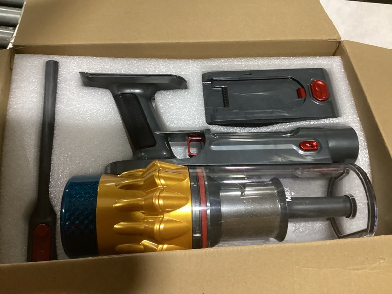 Condition photo showing Good Condition for cordless vacuum cleaner, 650w/55kpa/70 mins vacuum cleaners for home with self-standing, anti-tangle brush, smart display and 1.8l cup cordless stick vacuum cleaner for pet hair/carpets gold