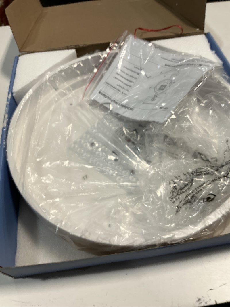 Condition photo showing New/Like New for Dimmable Wood LED Flush Mount Ceiling Light, 5CCT 2700K-6000K Modern Round Close to Ceiling Lighting Fixtures, Minimalist White Ceiling Lamp for Living Room, Bedroom, Laundry Room