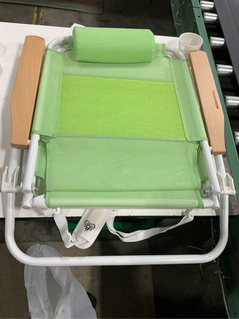 Condition photo showing Good Condition for water buffalo bondi beach chair – backpack beach chair for adults with reclining positions, cup holder & high back support seafoam