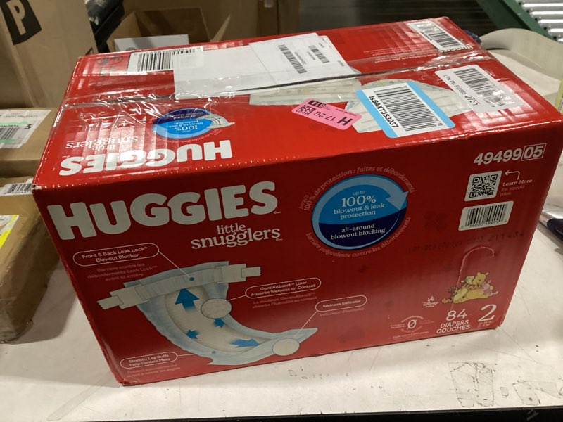 Condition photo showing New/Like New for Huggies Size 2 Diapers, Little Snugglers Baby Diapers, Size 2 (12-18 lbs), 84 Count, Packaging May Vary Size 2 84