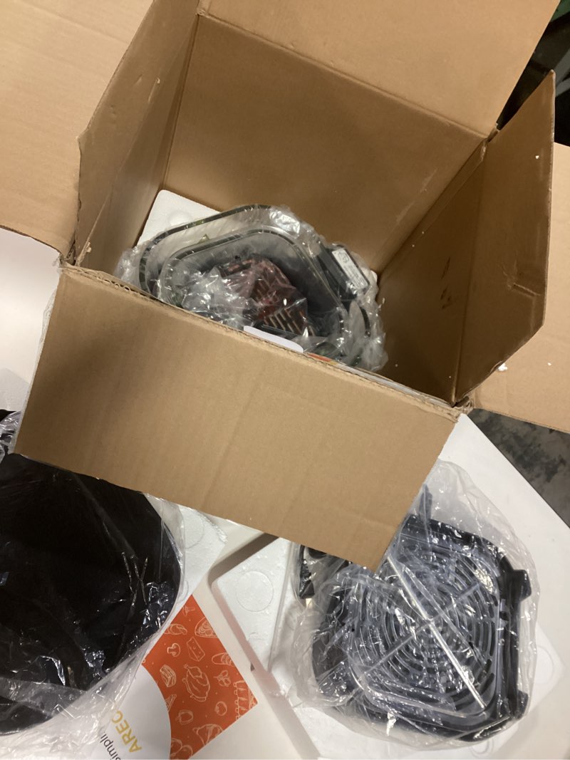 Condition photo showing Good Condition for 4-in-1 Portable Glass Air Fryer, 140–400°F Precise Heat, Max Crisp Technology, 4.2QT & 1.6QT Dual Containers with Lids, Freezer & Dishwasher Safe, Bake, Recrisp, Air Fry Grey