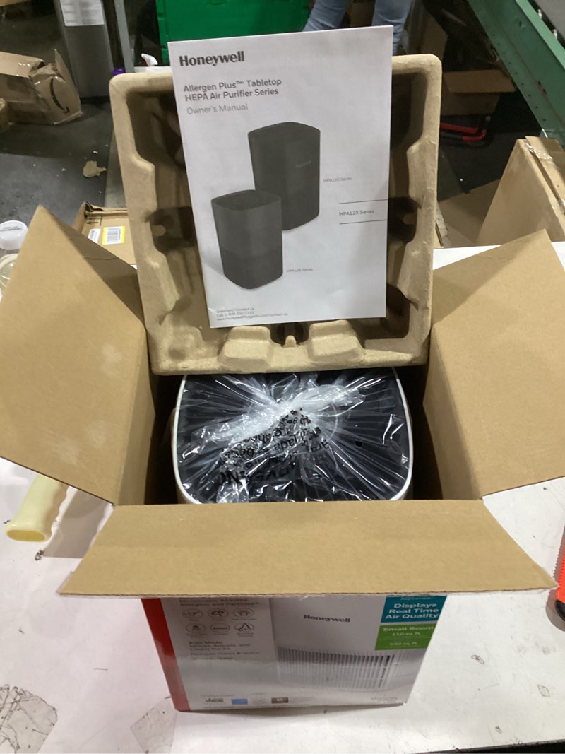 Condition photo showing New/Like New for Honeywell Allergen Plus Compact HEPA Small Room Air Purifiers for Home, Up to 530 Ft² Coverage, 3-in-1 Filter, Pet Dander, Smoke & Odor Reducer Air Quality Sensor with Auto Mode, White, HPA125W