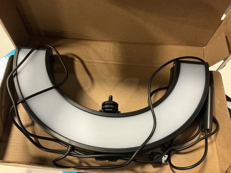 Condition photo showing As Is for bower 12 inch foldable ring light with adjustable stand and remote control- black