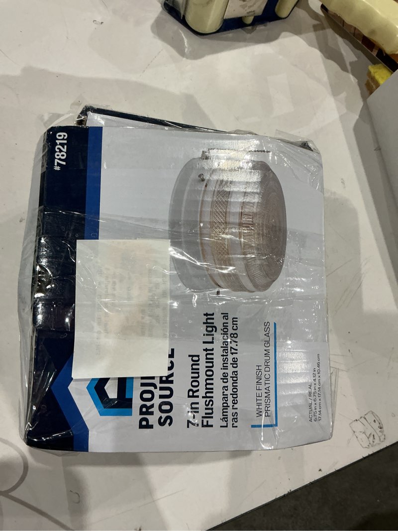 Condition photo showing As Is for project source 6.75-in w white ceiling flush mount