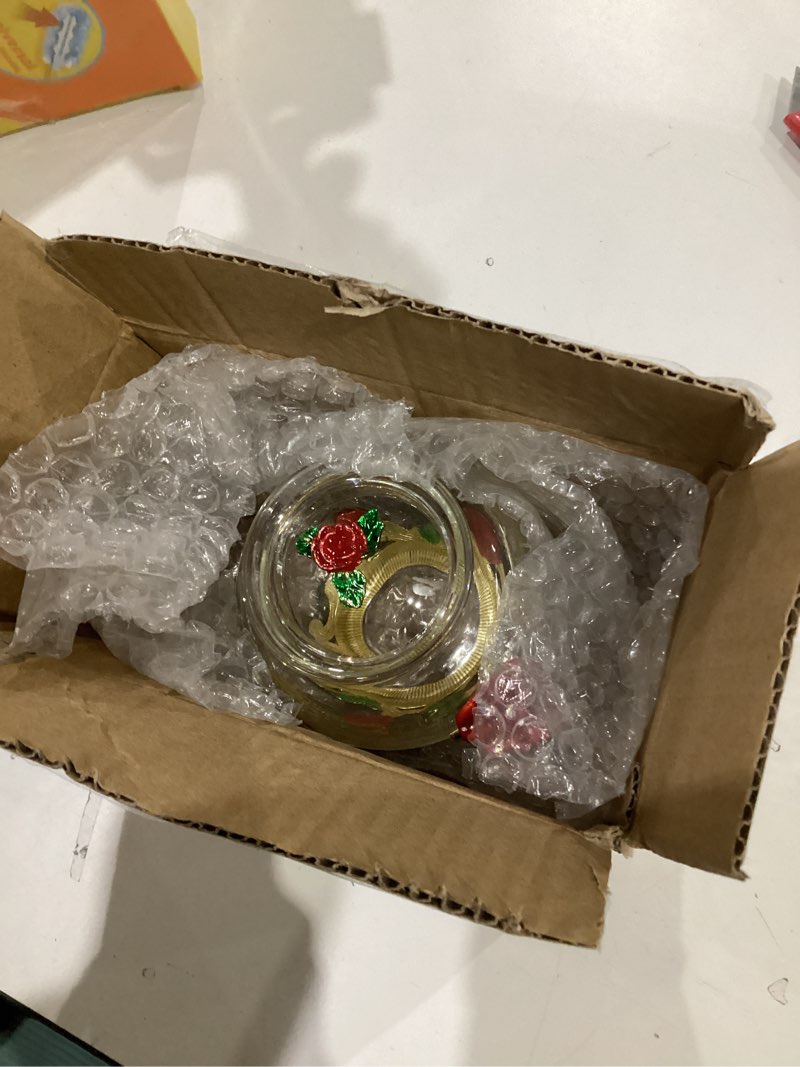 Condition photo showing New/Like New for XUDREZ Glass Blooming Tea Teapot for Women - Red Rose Floral with Gold, 10.15oz/300ml