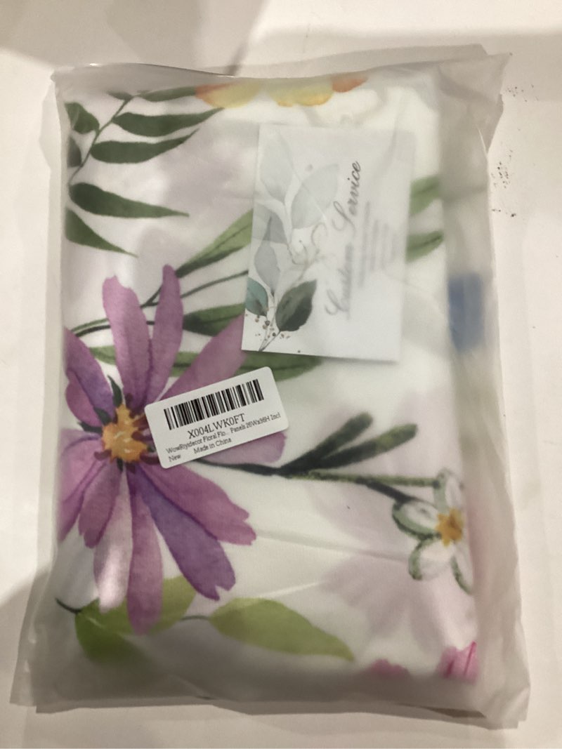 Condition photo showing New/Like New for Riyidecor Floral Flower Curtains Short Small Plants Botanical Leaves Leaf Rod Pocket Colorful Watercolor Women Girls Pink Green Bedroom Living Room Treatment Fabric 2 Panels 26Wx36H Inch 01green 52"W x 36"L (Pack of 2)