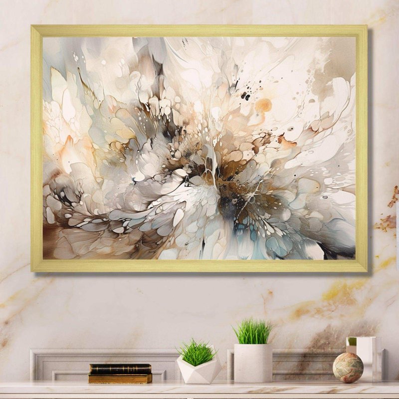 (similar to stock photo) White And Grey Painting Depths I - Modern painting canvas print, abstract Wall Art 
