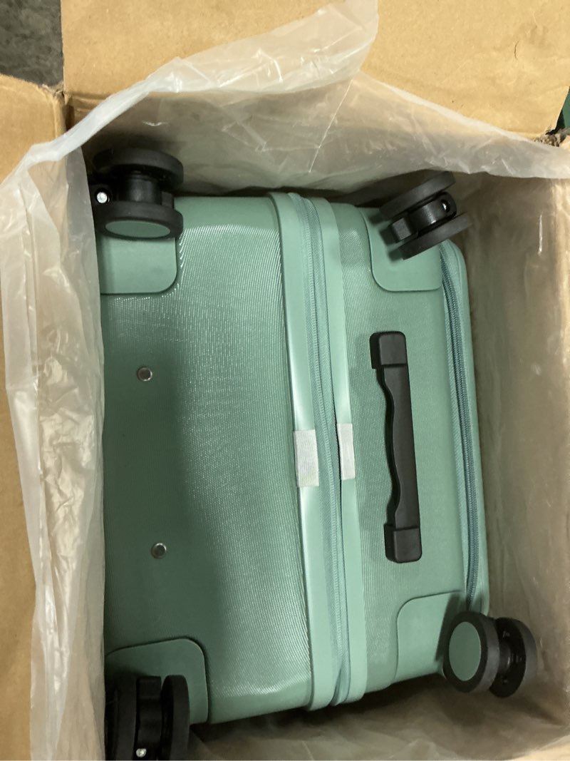 Condition photo showing Good Condition for hanke 24 inch expandable checked luggage with cup holder and charger port,top opening hard shell suitcases with wheels, medium travel rolling suitcase trunk luggage with lock, forest green expandable 24 inch forest green