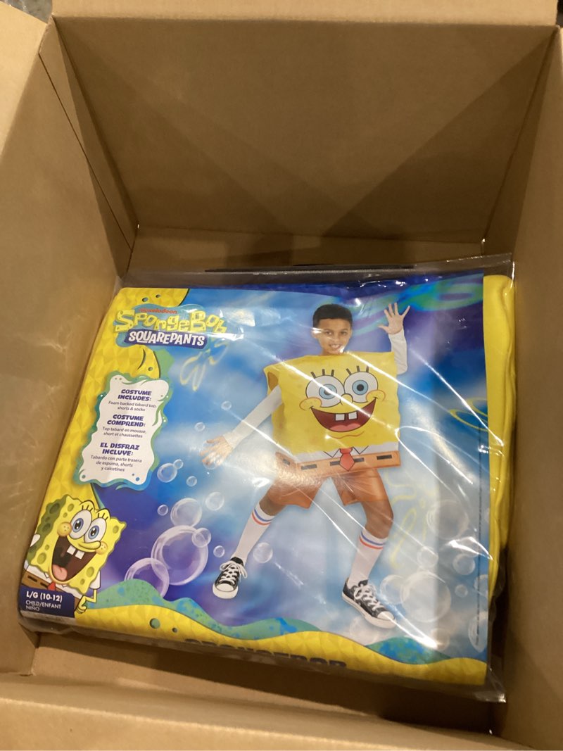Condition photo showing Good Condition for spongebob squarepants official youth deluxe halloween costume - premium quality square pullover with shorts and socks l (12-14)