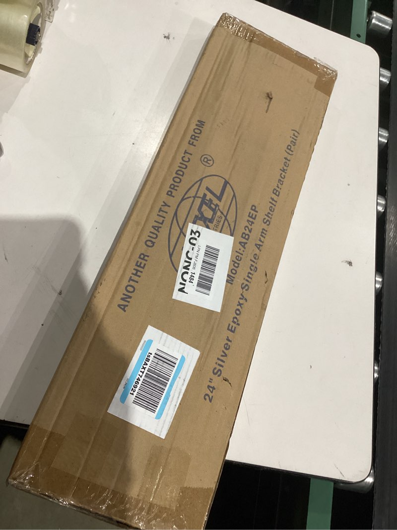 Condition photo showing As Is for Nexel 24" Fixed Wall Mount Single Wire Shelf Bracket, Silver Epoxy Finish