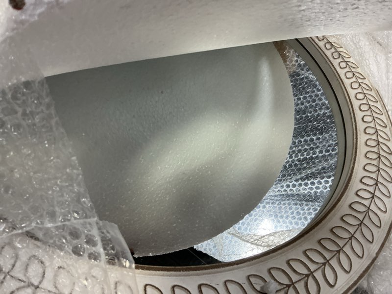 Condition photo showing Good Condition for 26 inch Round Mirrors for Wall Wood Circle Mirror with Carved Frame Rustic Accent Distressed Decorative for Living Room Bedroom Vanity Entryway Hallway Bathroom - White Leaf White 26"L x 26"W