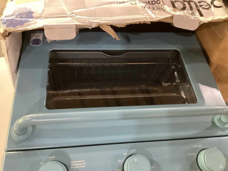 Condition photo showing As Is for Not tested ****bella Air Fry Toaster Oven, 7 Preset Cooking Options, Dishwasher-Safe EverGood Coated Trays Included, 60-Minute Auto Shutoff w Audible Timer, Power Indicator Light, 1700 Watt, Surf