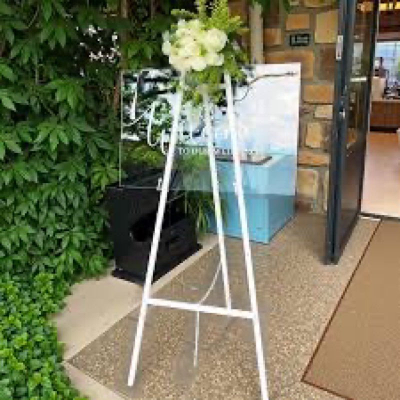 GRENTY 46.7" Easel Stand for Wedding Signs – No Assembly Needed, Heavy Duty Metal Display Stand for 
