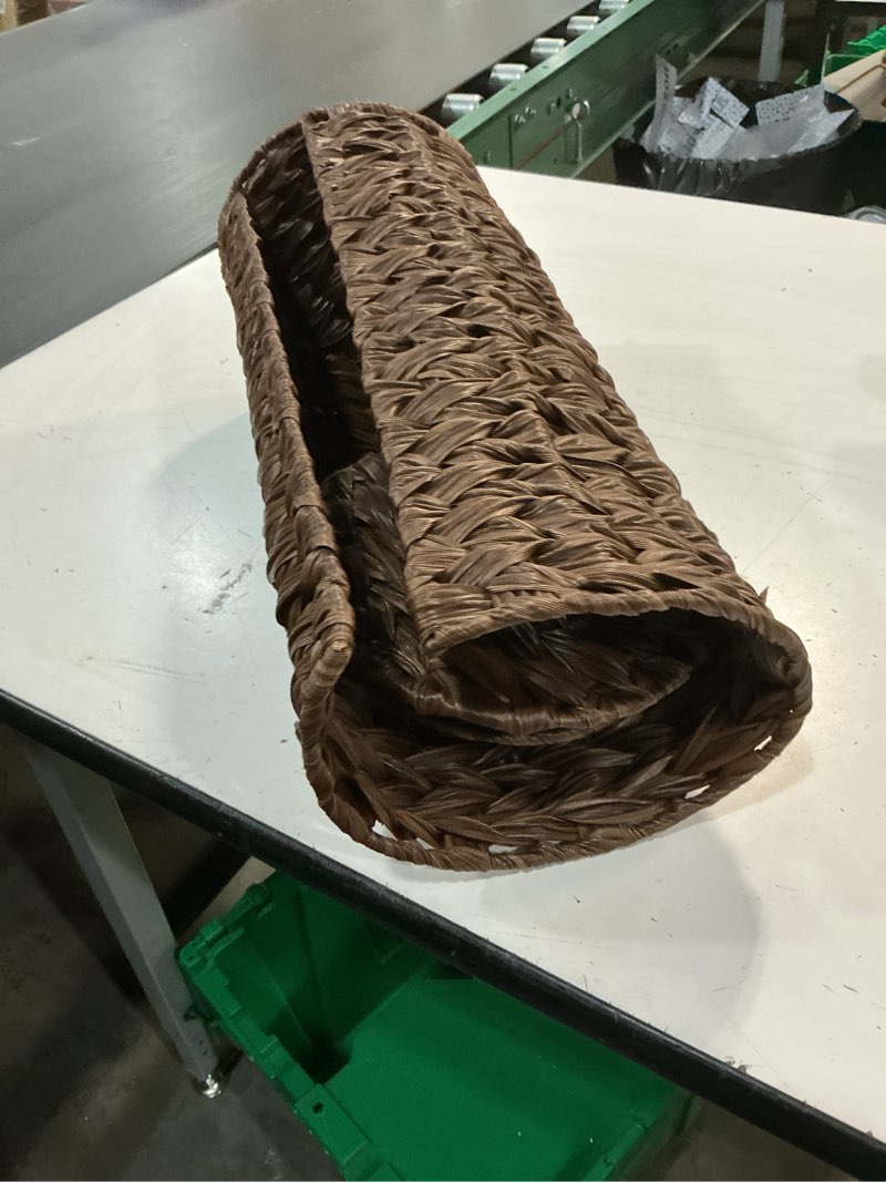 Condition photo showing Good Condition for 4 mega rolls extra toilet paper storage with lid, waterproof plastic wicker toilet paper holder basket stand, decorative boho covered enclosed toilet tissue organizer for bathroom, brown