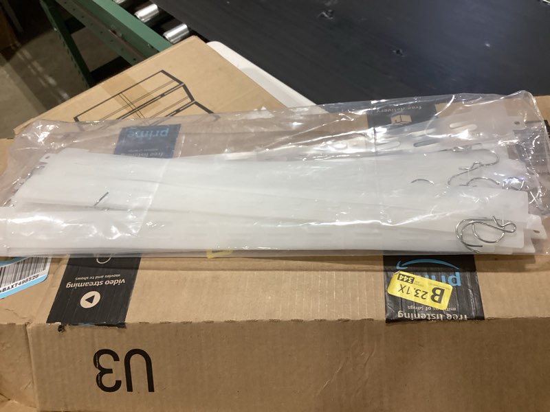 Condition photo showing As Is for clip strip 25 pack merchandising strips & s hooks, 21" l w/ 12 hook positions and header, hanging product display bundle