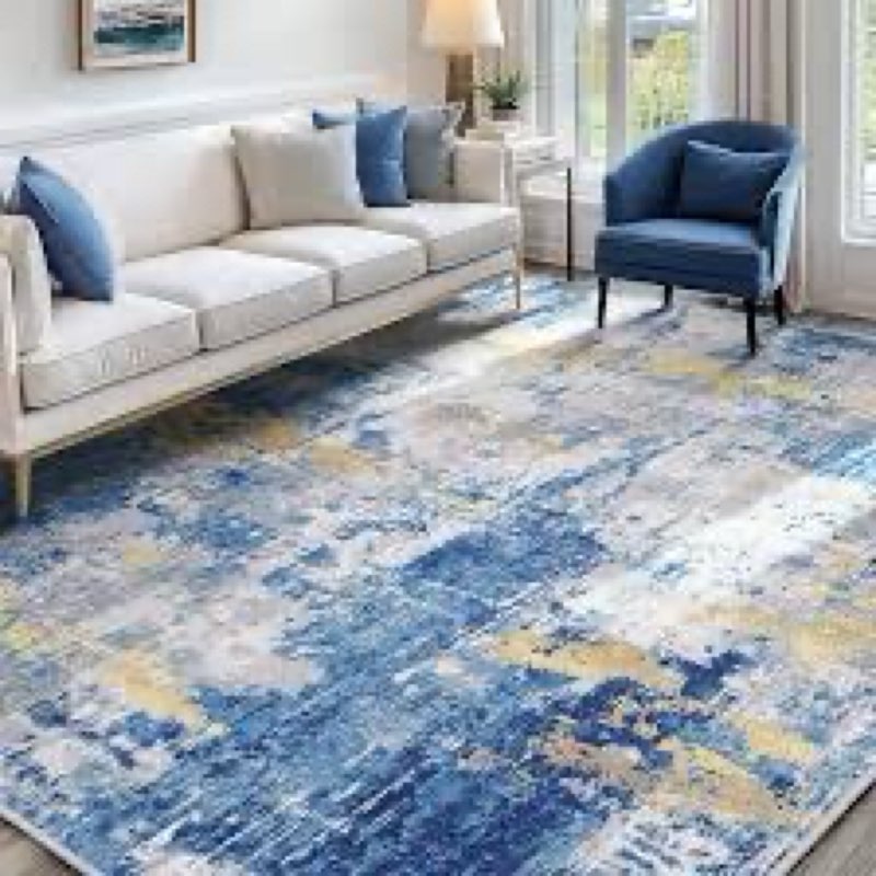RELEANY Washable Area Rugs 8'x10' Non-Slip Modern Abstract Soft for Living Room Entryway Bedroom Nur