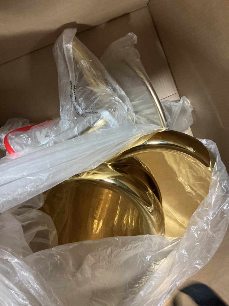 Condition photo showing As Is for Adjustable Bar Stools Set of 2, Backless Swivel Round Counter & Bar Height Chairs, Modern Gold Metal Frame Barstools for Kitchen Island, Dining Room, Home Bar, Gold