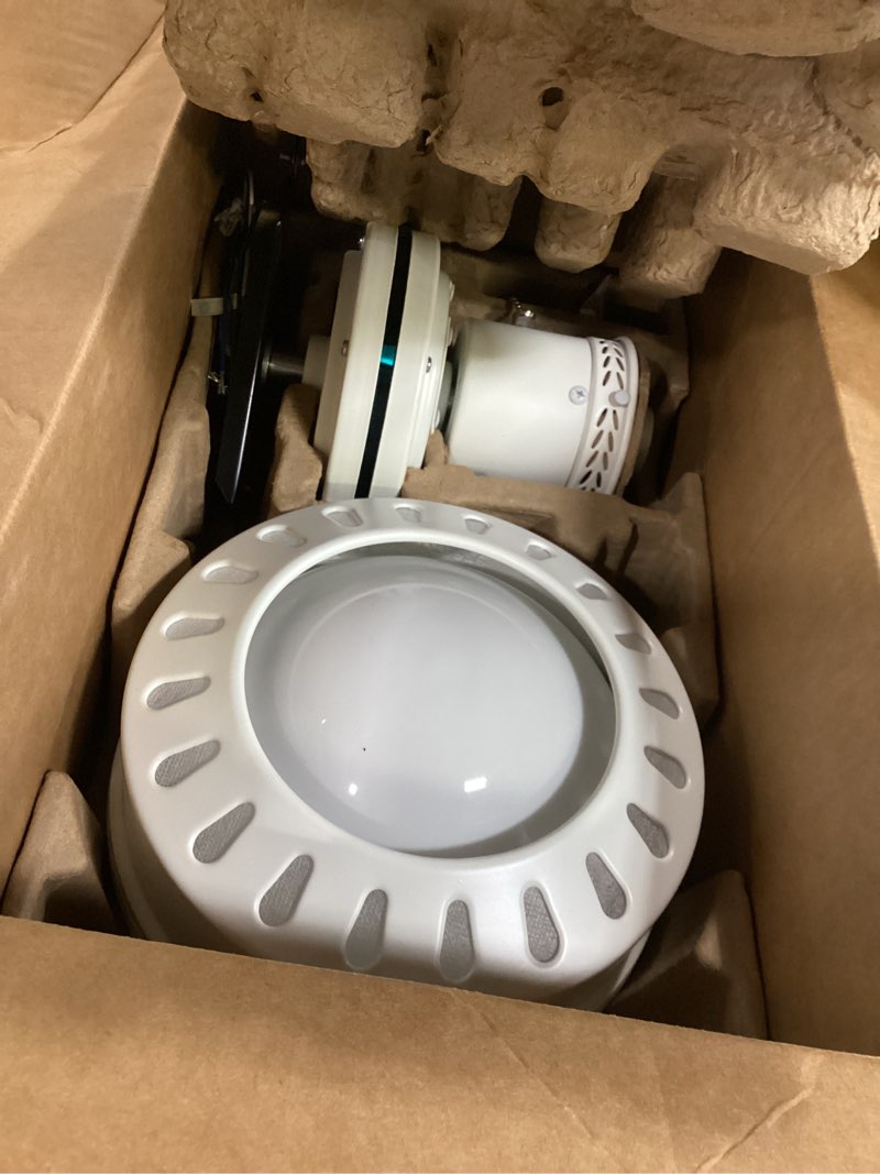 Condition photo showing As Is for harbor breeze armitage 42-in white with white/blonde blades led indoor flush mount ceiling fan with light (4-blade)