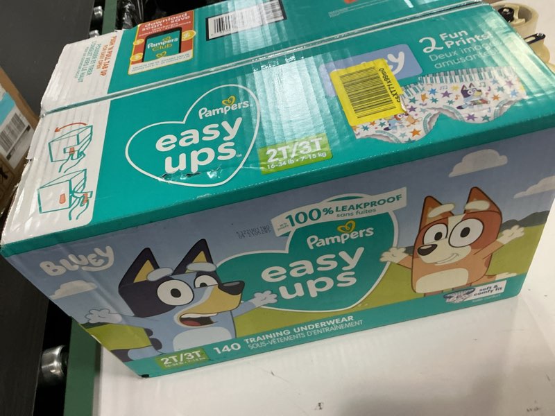 Condition photo showing New/Like New for Pampers Training Pants - Easy Ups Boys & Girls Bluey - Size 2T-3T, 140 Count, Children's Potty Underwear (Packaging May Vary) 2T-3T 140