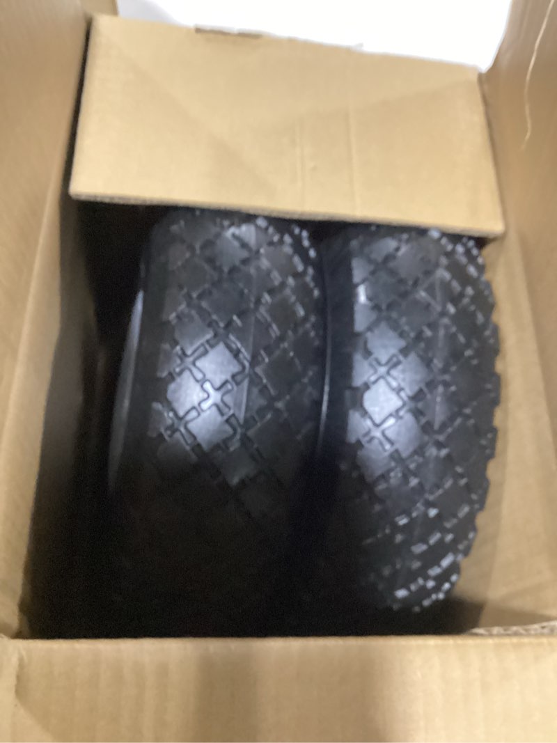 Condition photo showing New/Like New for 10x3.00-4 Flat Free Tire, 10" Heavy Duty Replacement Tire and Wheel Assemblies, Compatible Cosco Hand Trucks and Trolley Carts, 5/8" Axle Bore Hole, 2.2" Offset Hub, 2-Pack
