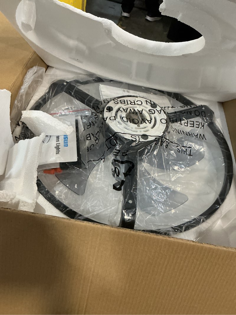 Condition photo showing Good Condition for volisun low profile ceiling fans with lights and remote, 20in fandelier ceiling fan flush mount, 3000k-6500k smart bladeless led fan light, black modern ceiling fans with lights for bedroom black 20 inch