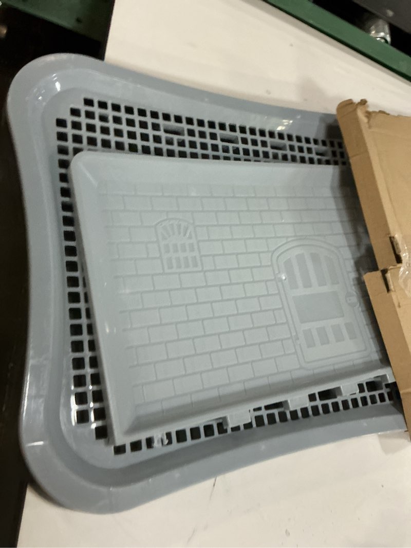 Condition photo showing Good Condition for Pee Pad Holder, Indoor Dog Potty for Dogs, Puppy Pad Holder, Puppy Potty Training Tray with Splash Wall & Center Post, 20.1"×15.4" (Black)