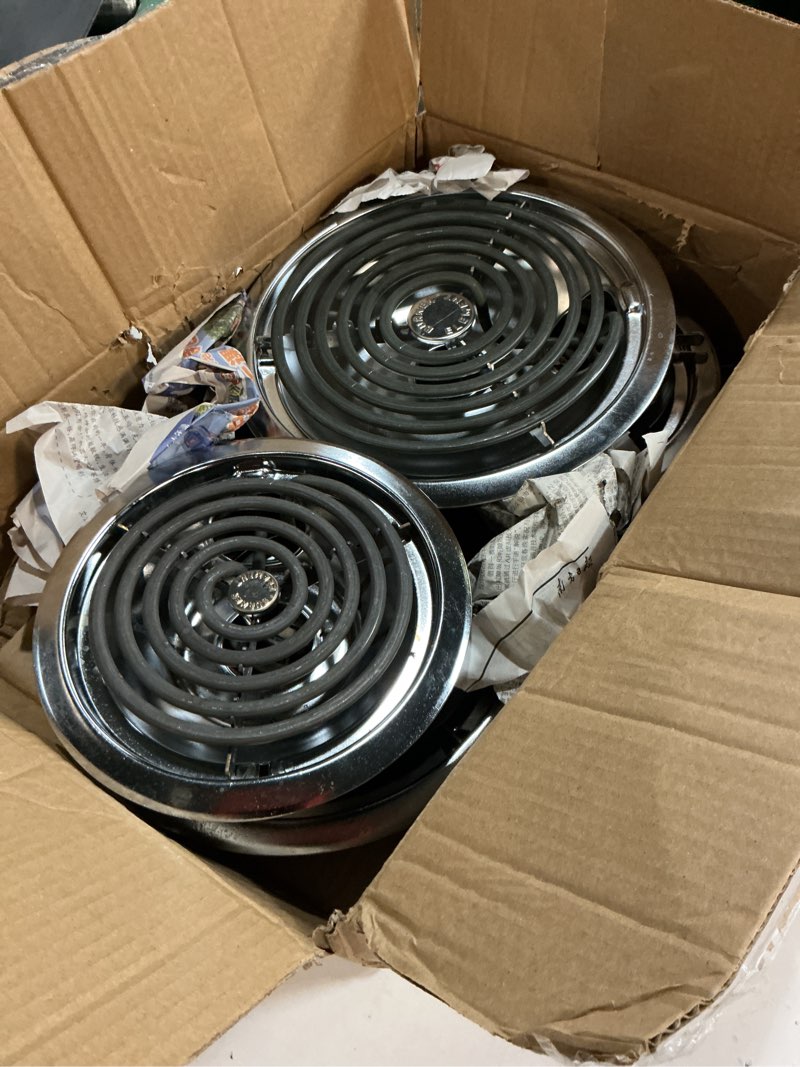 Condition photo showing Good Condition for ge drip pans and stove burner element unit set, perfectly fit wb30m1 & wb30m2 -replacement for ge hotpoint stove top burner element&drip pans