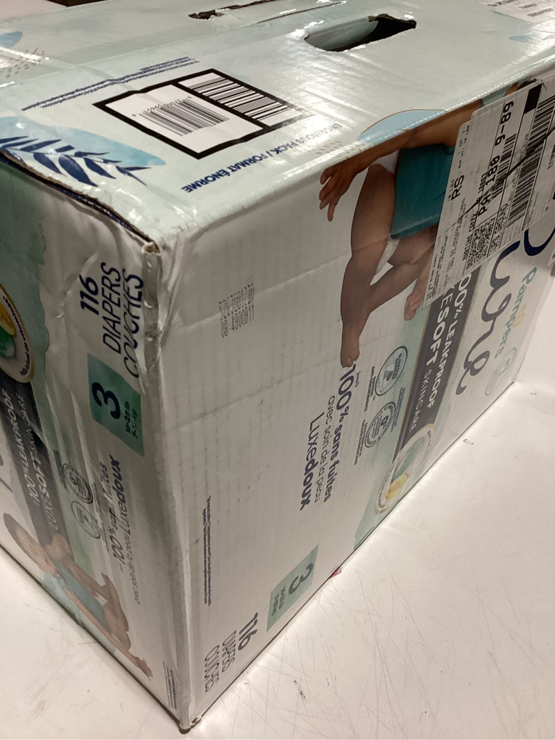 Condition photo showing Good Condition for Pampers Pure Protection Baby Diapers, Size 3 (16-28 lbs), 116 Count, Up to 100% Leakproof, Premium Plant-based Skin Protection, Hypoallergenic Soft Diapers Size 3 116