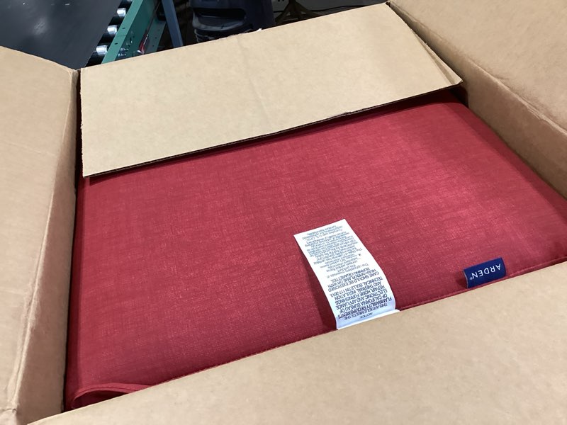 Condition photo showing Good Condition for arden seat cushion, 21 x 21, rain-proof, fade resistant, cushion for patio dining, adirondack, and outdoor chairs ruby red leala polyfill 1 pack | 21" x 21" ruby red leala